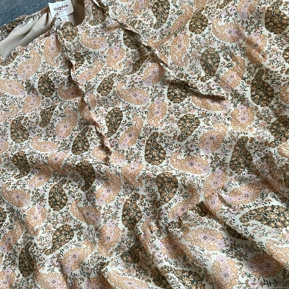 Hayden Ruffle Neck Boho Paisley Sheer Dress - Picture 10 of 11